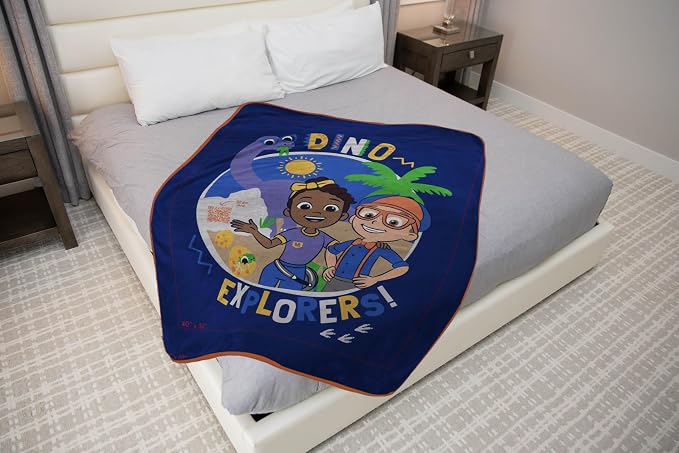 Sunny Side Up Kids Plush Throw Blanket – Soft & Comfy Throw for Couch or Bed – Cozy Home Décor for Living Room & Bedroom, Blue - Blippi, 46x60 - Throw Blanket