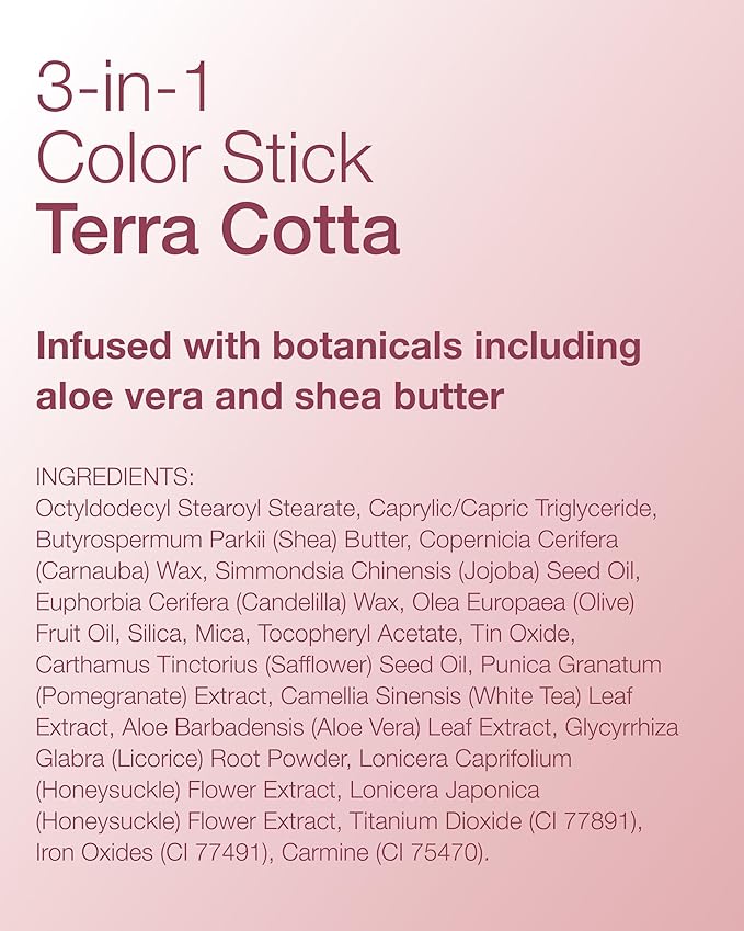 Mineral Fusion 3-in-1 Color Stick - Hydrating Tinted Cream Blush for Cheeks, Lip and Eye - Natural Multi Use Makeup (Terra Cotta)