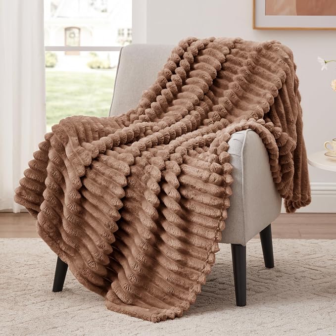 EXQ Home Gentle Soft Fleece Throw Blanket – Cozy Lightweight Blanket for Couch Bed – All-Season Warm Fuzzy Flannel Blanket for Women Mom Her – Gifts for Birthday(50"x60",Mocha Mousse)