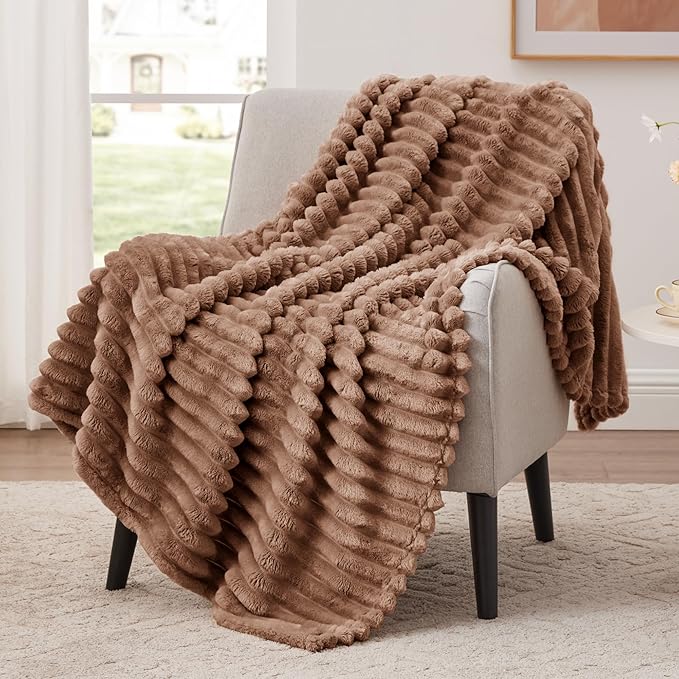 EXQ Home Gentle Soft Fleece Throw Blanket – Cozy Lightweight Blanket for Couch Bed – All-Season Warm Fuzzy Flannel Blanket for Women Mom Her – Gifts for Birthday(60"x80",Mocha Mousse)