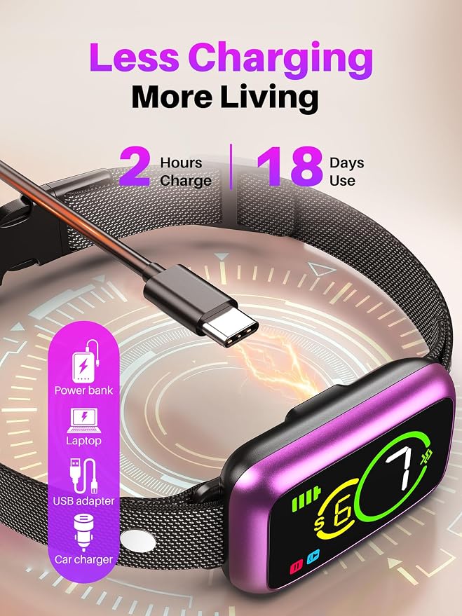 Dog Bark Collar, Humane Anti Barking Device with AI Smart Detection, Beep & Vibration, 7 Sensitivity Levels, Rechargeable No Bark Collar for Small Medium Large Dogs IP67 Waterproof