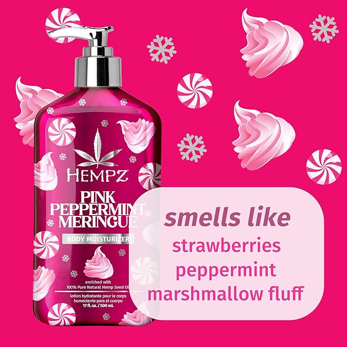 Hempz NEW Pink Peppermint Meringue Body Moisturizer, Body Lotion, Fall and Winter Skin Care for Men & Women, Limited Edition, 17 fl.oz. (Pack of 2)