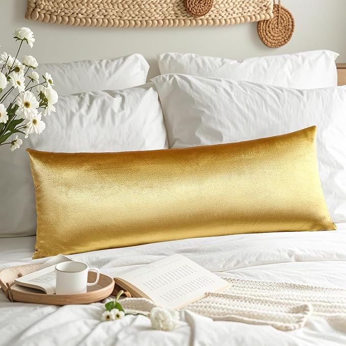 Artscope Luxury Velvet Pillow Covers Super Soft Decorative Rectangle Throw Pillow Covers Case Cushion Covers for Sofa Couch Bedroom Car Decor 14x36 Inch Shimmery Gold