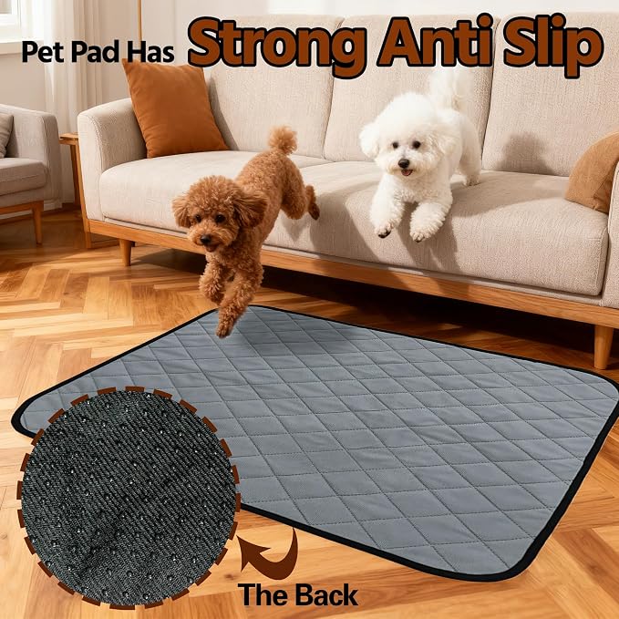 Washable Dog Pee Pads, Waterproof Training Mat,Medium | Size:24x36inch(2 Pack),Super Absorbent(Four-Layer Design),Reusable Potty Playpen Mat,Washable Pet Pads,Non-Slip Puppy Pads