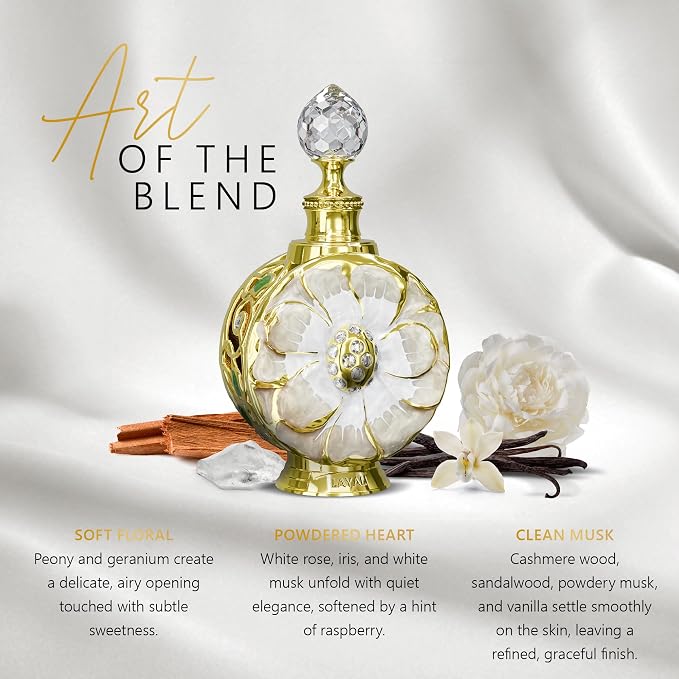 Swiss Arabian Layali Blanc – Arabian Perfume Oil Fragrance with White Rose, Iris and Vanilla – Luxury Products From Dubai – Long Lasting & Addictive Parfum – Arabic Perfume Oil for Women (0.5 oz)