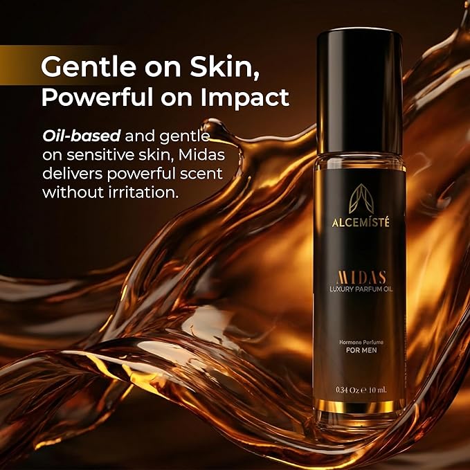 Concentrated Pheromone Cologne For Men (0.34 oz) - Oil Based Perfume For Men With Pheromones - Rollerball Men's Cologne - Travel Size, All-Day, Long-Lasting Formula - Amber, Wood and Musk Scent