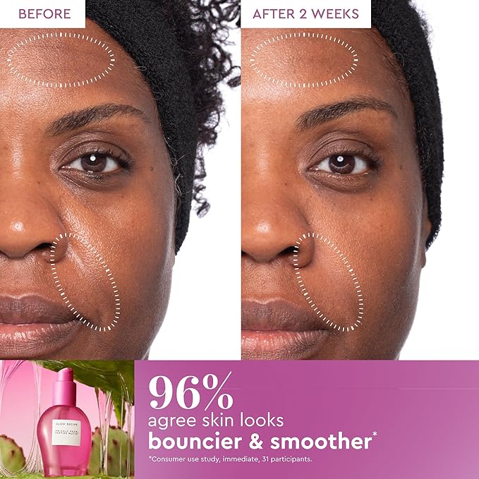 Glow Recipe Prickly Pear Peptide Mucin - Vegan "Snail" Mucin Face Serum to Hydrate & Repair Skin Barrier with Pore Refining Bio-Active Peptides & Deep Hydration - Glass Skin Korean Skincare (40ml)