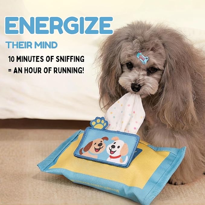 Interactive Dog Puzzle Toy | Anti-Boredom & Mental Stimulation | Snuffle Mat for Dogs | Slow Feeding & Enrichment Game | Small, Medium Dogs | Pizza, Bowling or Tissue (Tissue)