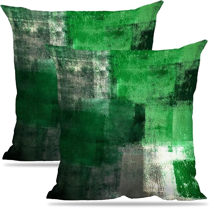Throw Pillow Covers for Couch, 16x16 Inch, 2 Pack, Green | Decorative Throw Pillow Covers Cushion Covers for Couch Bedroom Sofa Living Room