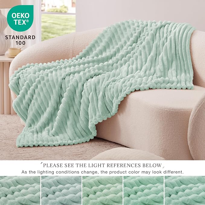 EXQ Home Gentle Soft Fleece Throw Blanket – Cozy Lightweight Blanket for Couch Bed – All-Season Warm Fuzzy Flannel Blanket for Women Mom Her – Gifts for Mother's Day Birthday(50"x60",Aqua)
