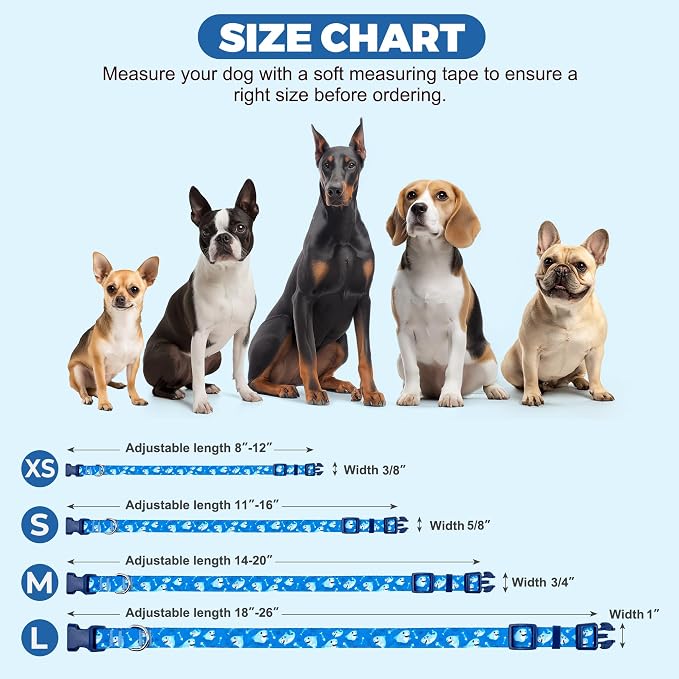 azuza Dog Collar with Bow Tie, Soft and Comfortable Adjustable Bowtie Dog Collar for Puppy and Small Dogs (XS, Shark)