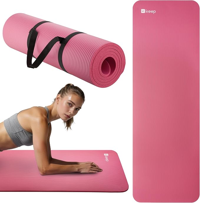 KEEP Extra Thick NBR Yoga Mat for Women & Men, 10mm Thick, 72”x24” Large Exercise Mat with Non-Slip Workout Mat for Yoga, Pilates, Stretching, Meditation – Wide & Cushioned Fitness Mat