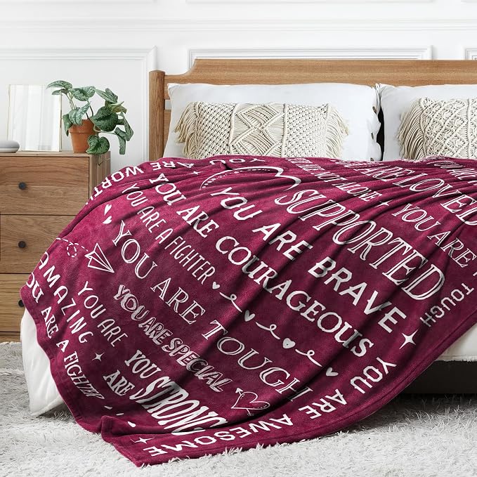 Blanket Gifts for Women Men- Inspirational Get Well Blanket | Feel Better After Surgery Gifts for Him Her, Thinking of You Birthday Gift for Mom Grandma Aunt Sister Friend, 60'' x 50''