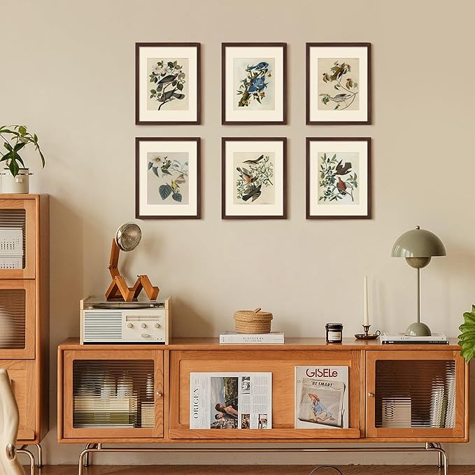 upsimples 11x14 Picture Frame, Gallery Wall Frames Set of 5, Brown | Photo Frame Collage Wall Decor, 11 x 14 Frame, 8x10 Frame with Mat for Family, Baby, Hallway, Diamond, Christmas