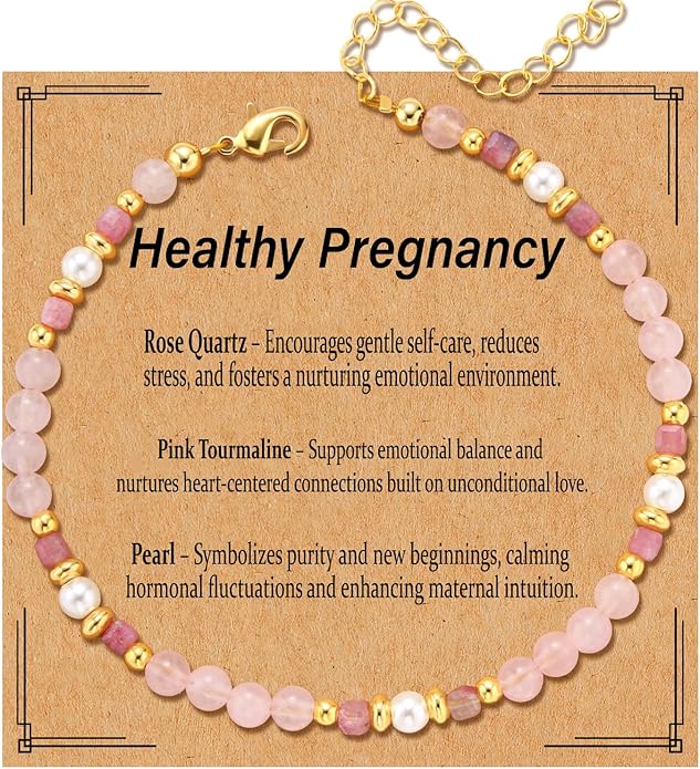 Natural Healing Crystal Bracelet for Women, Anxiety Relief Healthy Pregnancy Triple Protection Citrine Jewelry Gift for Friends Daughter Sister Mom Colleague