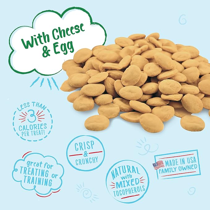 Charlee Bear Original Crunch Dog Treats, Cheese and Egg, 16 Ounce Resealable Bag, Low Calorie Training Treats for Dogs, Limited Ingredient, Healthy, Crunchy Dog Snacks, Made in USA (Pack of 2)