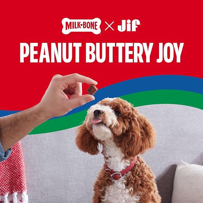 Milk-Bone Peanut Buttery Bites Soft Dog Treats with Jif Peanut Butter,11.8-Oz. Bag,(Pack of 2)
