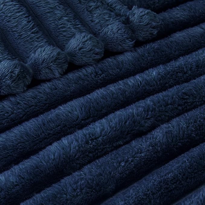 Exclusivo Mezcla Striped Twin Size Fleece Blanket for Bed, Couch, 60"x80" | Soft Breathable Cozy Bed Blankets, Lightweight Plush Fluffy Fuzzy Jacquard Decorative Blankets