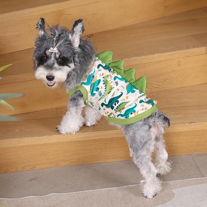 CuteBone Dinosaur Costume Dog Shirt, Stretchy Velvet T-Shirt Clothes for Small Dogs, Soft & Breathable Pet Tee Outfit Cat Apparel for Daily Wear, Cozy Pullover Design Puppy Fashion COSBX03XS