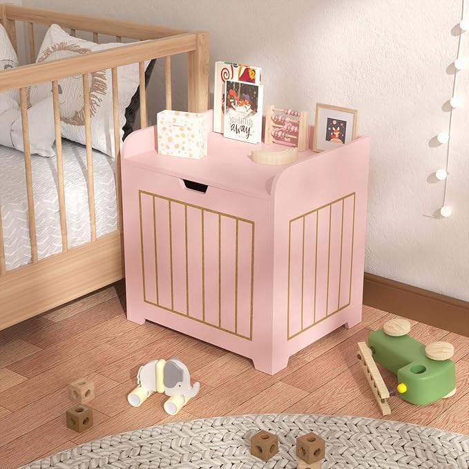 Aenuert Storage Chests, Small Cube Organizer Box,Wooden Entryway Storage (Pink, Without Handles)