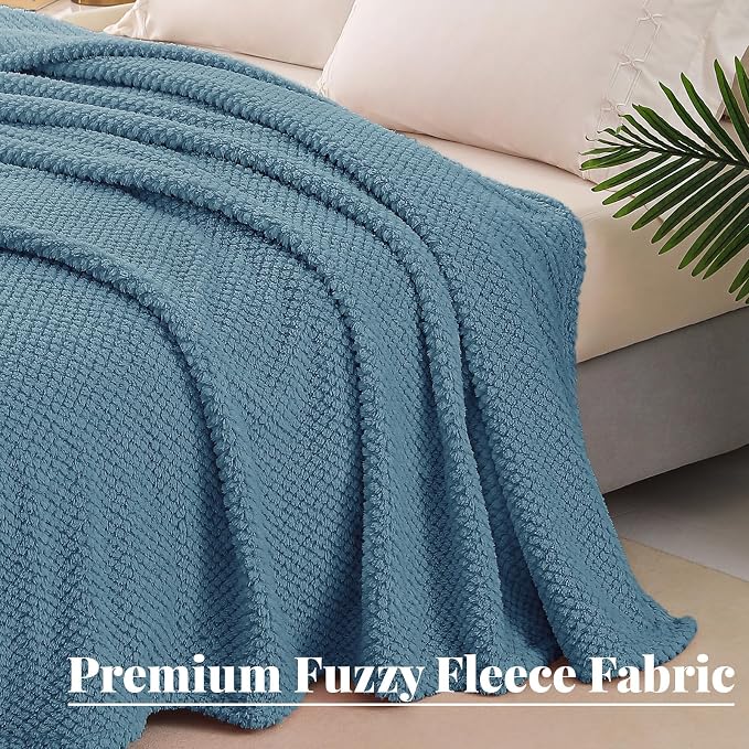 Whale Flotilla Extra Large Soft Fleece Throw Blanket for Couch | 50x70 Inch, Slate Blue, Suitable for Sofa Chair Bed, Fluffy Fuzzy Jacquard Blankets for All Season, Lightweight and Cozy