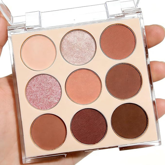 9 Colors Shimmer Eyeshadow Makeup Palette, Matte Nude Neutral Eye Shadow Palettes, Highly Pigmented Long Lasting Waterproof Blendable, sombras para ojos Pink Purple Brown Plum Eyeshadow