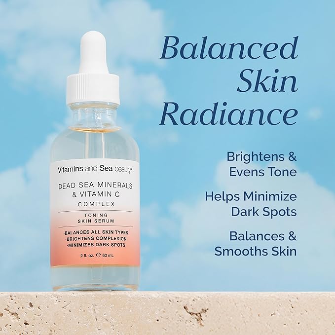 Toning Skin Serum with Vitamin C Complex & Dead Sea Minerals – Brightening, Dark Spot Minimizer, Toning Facial Serum – Vegan, Paraben-Free – 2 fl oz