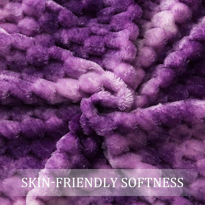 Exclusivo Mezcla Large 3D Fleece Throw Blanket for Couch, Tie-dye Purple | Extra Soft Fuzzy Plush Lightweight Throws, Cozy Fluffy Decorative Blankets for All Seasons, 50x70 Inches