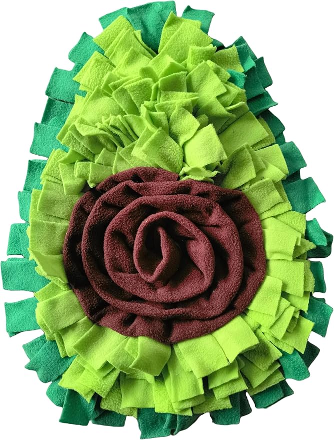 Dog Snuffle Mat Fleece Foraging Fruit Design Mats Small Animals Interactive Feeding Toy Anti Slip Slow Feeder Pet Treat Dispenser for Dogs Rabbits Guinea Pigs (Avocado)