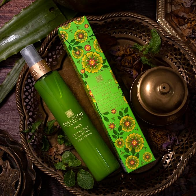 SPA CEYLON Peace Relaxing Body and Pillow Mist | Herbal Skin Care Spray with Lemongrass, Lavender and Peppermint | Hydrating & Calming | Vegan & Cruelty-Free