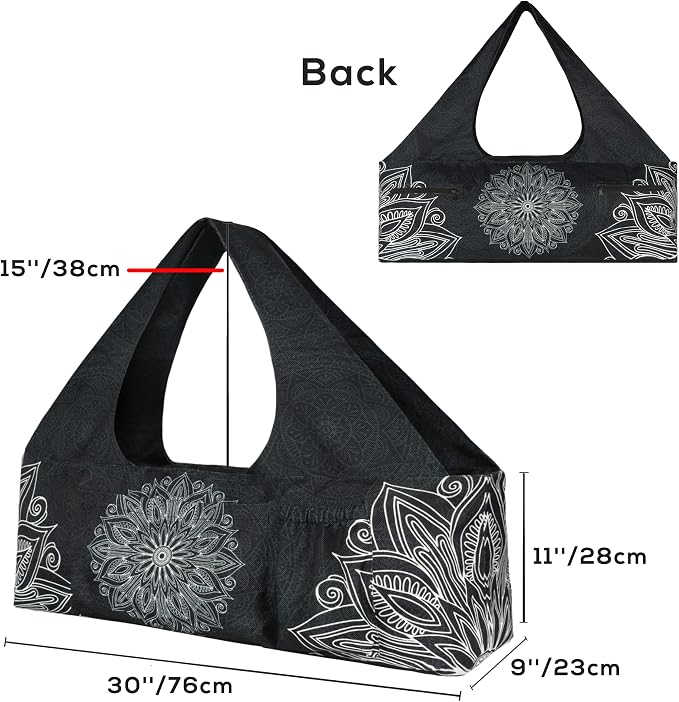Yoga Mat Bag - Large Yoga Bag with Yoga Mat Strap, Zipper and Pockets - Yoga Bags and Carriers Fits All Your Stuff - Personalized Yoga Mat Bags for Women Fits Most Size Mats