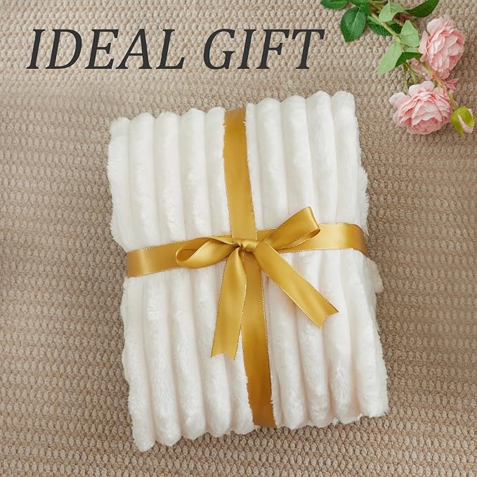 BEDELITE Ribbed King Size Blanket for Bed, Cream, 108"x90" | Ultra-Soft Plush Fleece, Warm Yet Lightweight, Ribbed Texture, Home Decor, Machine Washable, Giftable, All-Season Use