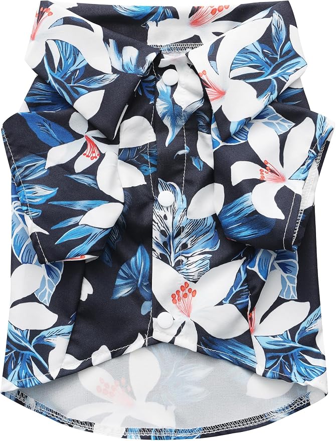 Dog Shirt Hawaiian, Pet Summer T-Shirts Dog Style Floral Breathable Cool Clothes Hawaiian Shirts Gifts for Owner and Pet Shirts are Sold Separately
