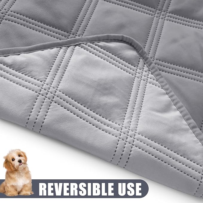 Smiry Waterproof Dog Bed Cover, Reversible Pet Blanket for Sofa Couch | Soft Washable Dog Blanket, Leakproof Couch Cover for Dogs Cats & Furniture Protection, 82x120, Grey/Light Grey