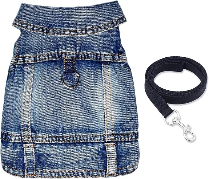 Dog Jean Jacket,Pet Blue Denim Coat,Puppy Costumes,Small Dogs Clothes(L) | JcDuDoi Fashion Classic Overalls Cat Vintage Washed Vest Outfit Shirts Girl Male Boy