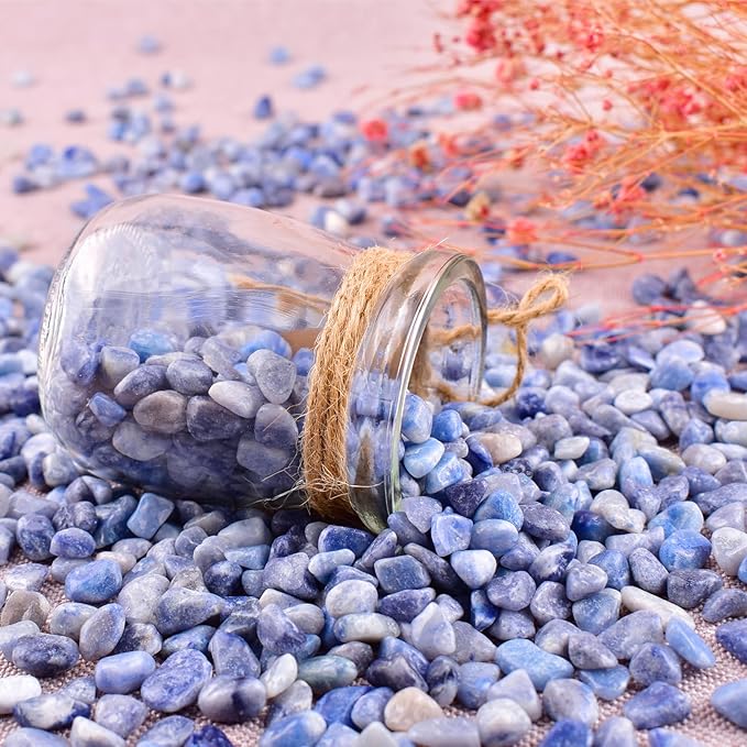 Polished Blue Aventurine Crystal Chips 200 Pcs - 0.3" 10 oz Tumbled Stone Chips Crushed Sea Glass Stones Healing Reiki Crystal Making Home Decoration