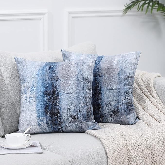 Throw Pillow Covers for Couch, 22x22 Inch, 2 Pack, Blue Grey | Decorative Throw Pillow Covers Cushion Covers for Couch Bedroom Sofa Living Room