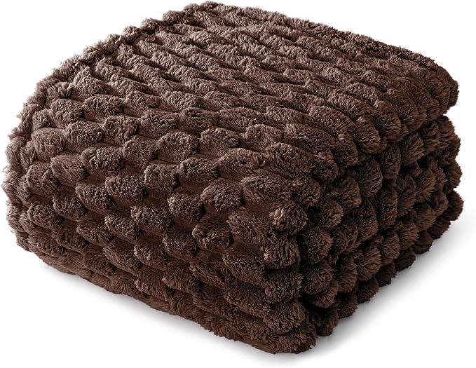 Whale Flotilla Soft Fleece Twin Size Bed Blanket Luxury 3D Jacquard, Coffee | Lightweight Coverlet Bedspread, Super Cozy Plush Fluffy Fuzzy All‑Season Decorative Blanket for Bed, Dorm Essentials, 60"x80"
