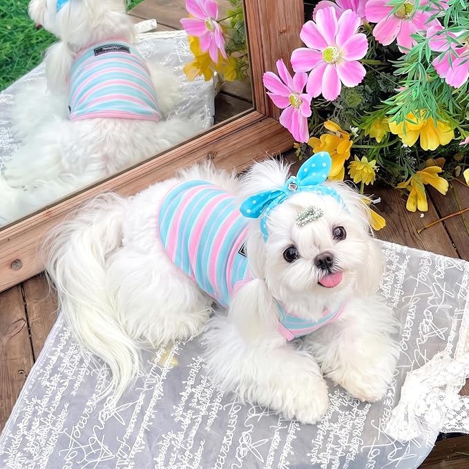 Soft Striped Dog Shirt, Cozy Warm pet Vest for Small Medium Dogs, Classic Puppy cat Clothes for Indoor Outdoor Outfits