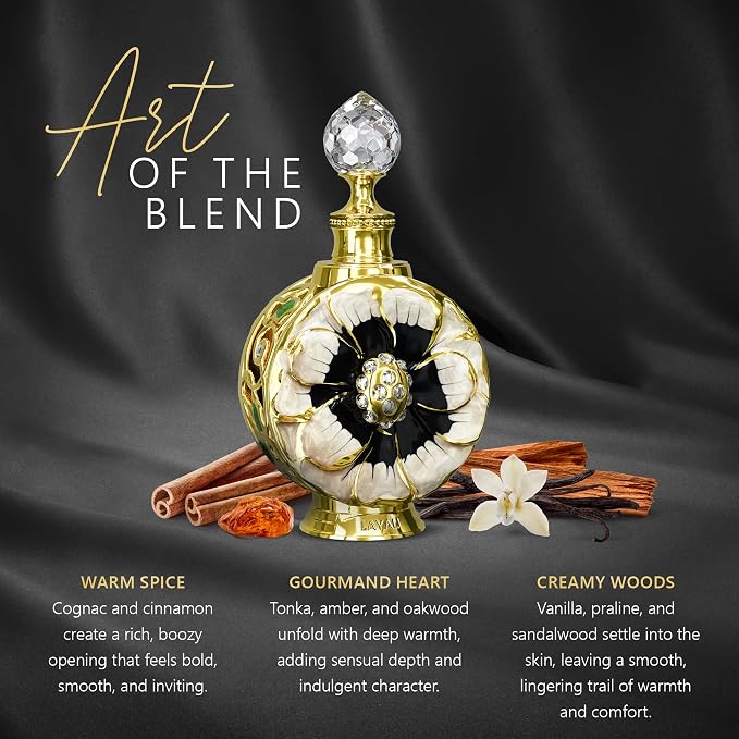 Swiss Arabian Layali Noir – Arabian Perfume Oil Fragrance with Cognac, Vanilla and Tonka – Luxury Products From Dubai – Long Lasting & Addictive Parfum – Arabic Perfume Oil for Women (0.5 oz)