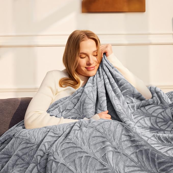 Whale Flotilla Soft Flannel Fleece Throw Blanket for Couch, Silver Grey | Cozy Lightweight Breathable Velvet Sofa Throws, Plush Fluffy Vintage Pattern Decorative Blanket for Bed, All Season, 50"x60"