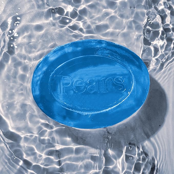 Pears Soap, Pure & Gentle Glycerin Soap Variety 3-Pack – Blue with Mint, Green with Lemon Flower Extract, and Amber with Natural Oils, 4.4 Oz Each