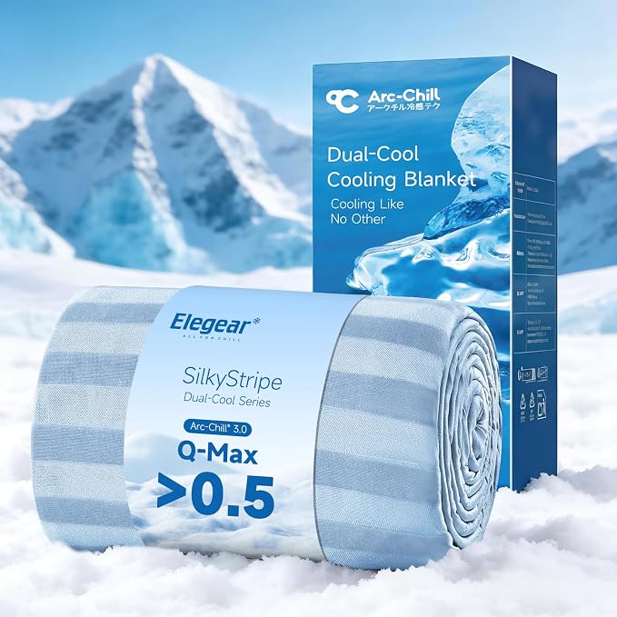 Elegear Double-Sided Cooling Blanket Throw for Hot Sleepers, Arc-Chill 3.0 | Q-Max>0.5 Cooling Fabric, Absorbs Heat to Keep Body Cool, Breathable Summer Blankets for Night Sweats & Menopause, 51"x67"