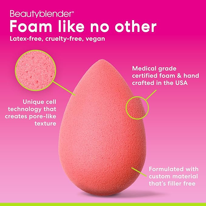 Beautyblender® | Beautyblusher Mid-Sized Beauty Blender Makeup Sponge for Cream & Powder Blush, Super-Soft Foam, Made in USA, Reusable, Washable, Streak Free Application, Vegan, Cruelty Free