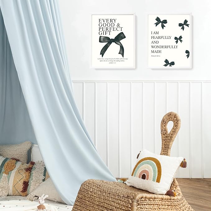 LARTSFRO Coquette Black Bow Bible Wall Art Decor Posters, Black Bow Room Bedroom Bathroom Dorm Wall Art Decor Aesthetic for Teen Girls Gifts, Inspirational Bible Verses Bow Wall Decor, 12x16 Inch Set of 4 Pcs Bow Pictures (UNFRAMED)