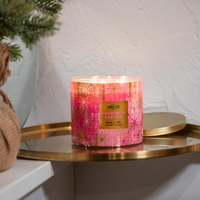 Candle-lite Holiday Scented Candles, Red Apple and Zesty Orange, 14 oz 3-Wick Jar Candle, Proudly Poured in The USA, Christmas Home Decor Candle, 45 Hours of Burn Time, Holiday Gift for Men and Women