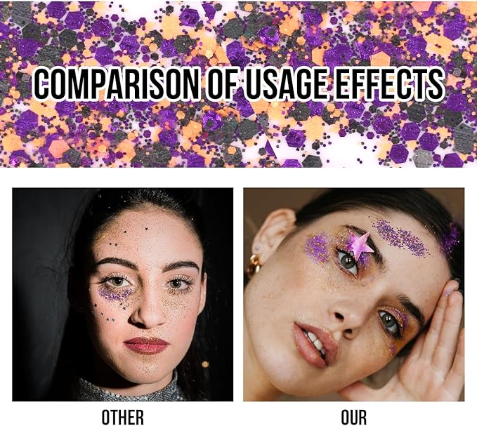 Brzeaf Christmas Face and Body Glitter Stick, Shimmery& Long Lasting, Hair Eyeshadow Face Body Glitter, Singer Concert Music Rave Festival, Glitter Stick Makeup & Face Glitter Gel