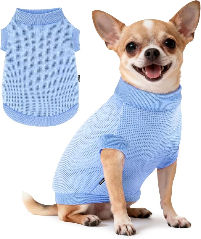 3 Pack Dog Shirt for Small Supplies Functional Waffle Dog Clothes Warm Soft Sweatshirt Outfit for Dogs Cats Pet Apparel