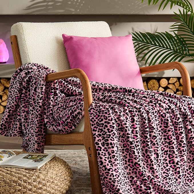 BEDELITE Fleece Blanket Soft Plush Throw for Couch Pink Leopard 50"x60" | Ultra Soft Fleece, Plush Microfiber, Lightweight Warmth, All Season Comfort, Leopard Decor, Machine Washable, Couch Sofa Bed
