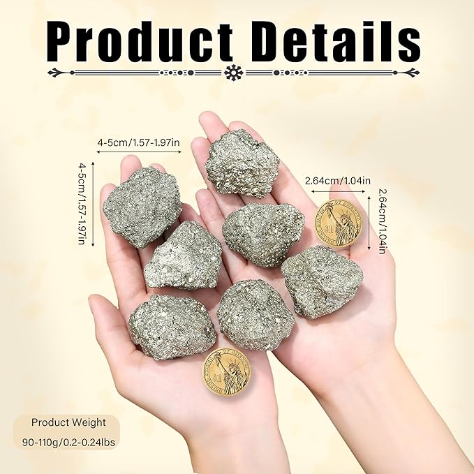 ZHIYUXI Pyrite Crystal Healing Crystals Pyrite Stone Raw Natural Rocks Crystals and Stones Reiki Meditation Luck Success 1.57-1.97"